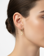 Crescent Moon & North Star Mismatched Gold-Filled Hoops