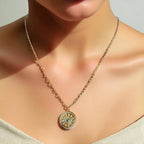 Evil Eye Coin Gold-Filled Necklace with Turquoise Center