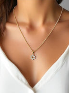 Six-Point Star Crystal Gold Filled Necklace