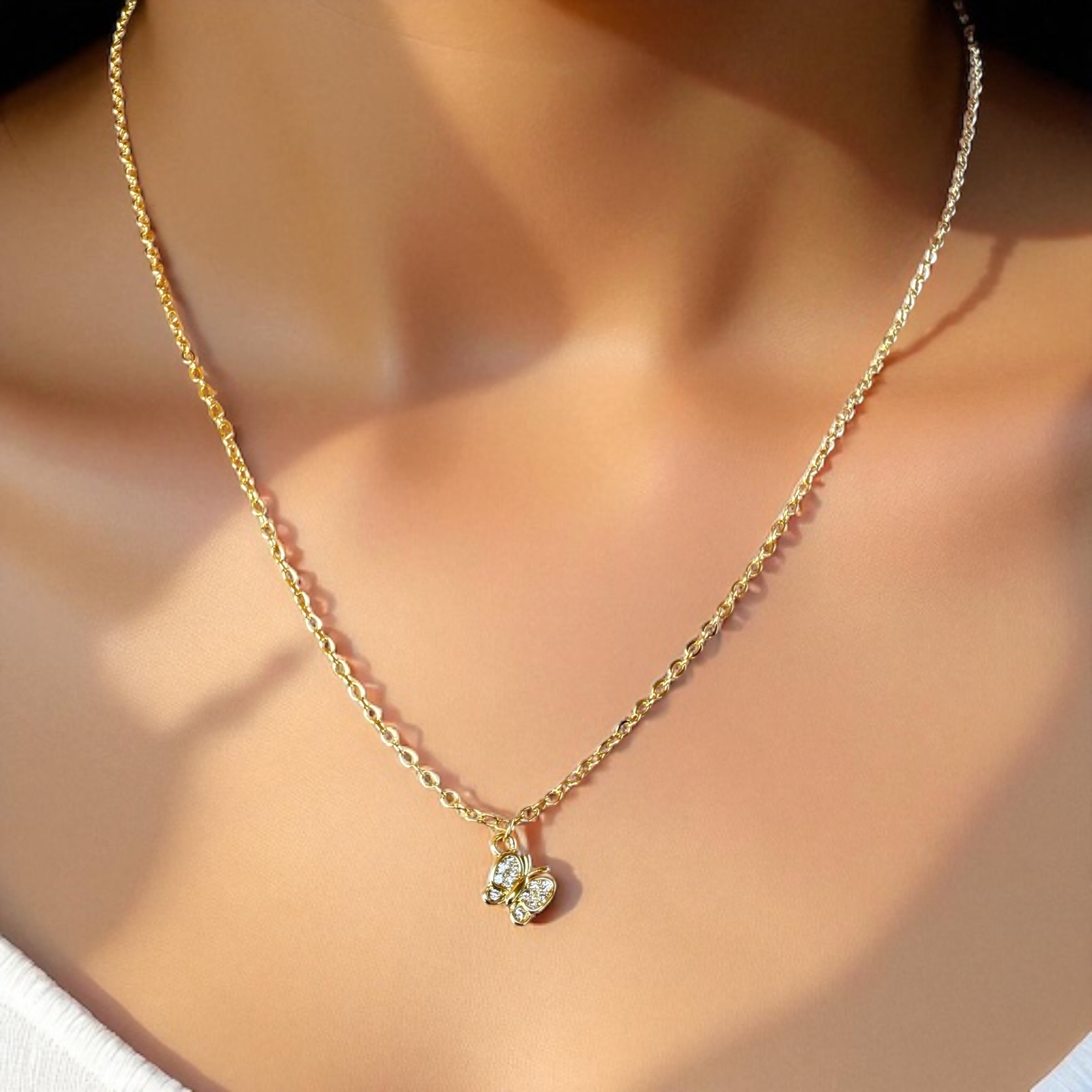 Dainty Butterfly Gold-Filled Necklace