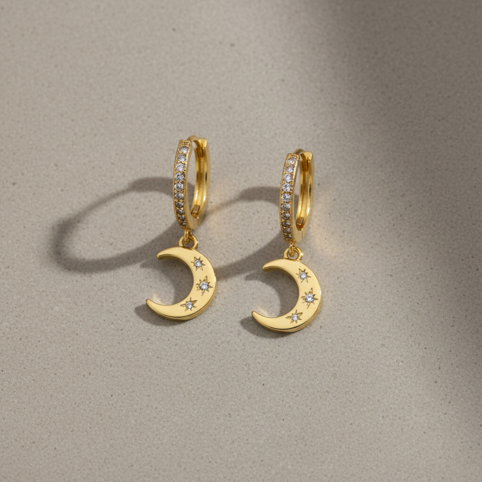 Crescent Moon Gold-Filled Hoop Earrings