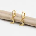 Crescent Moon Gold-Filled Hoop Earrings