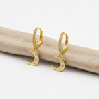 Crescent Moon Gold-Filled Hoop Earrings