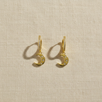 Crescent Moon Gold-Filled Hoop Earrings