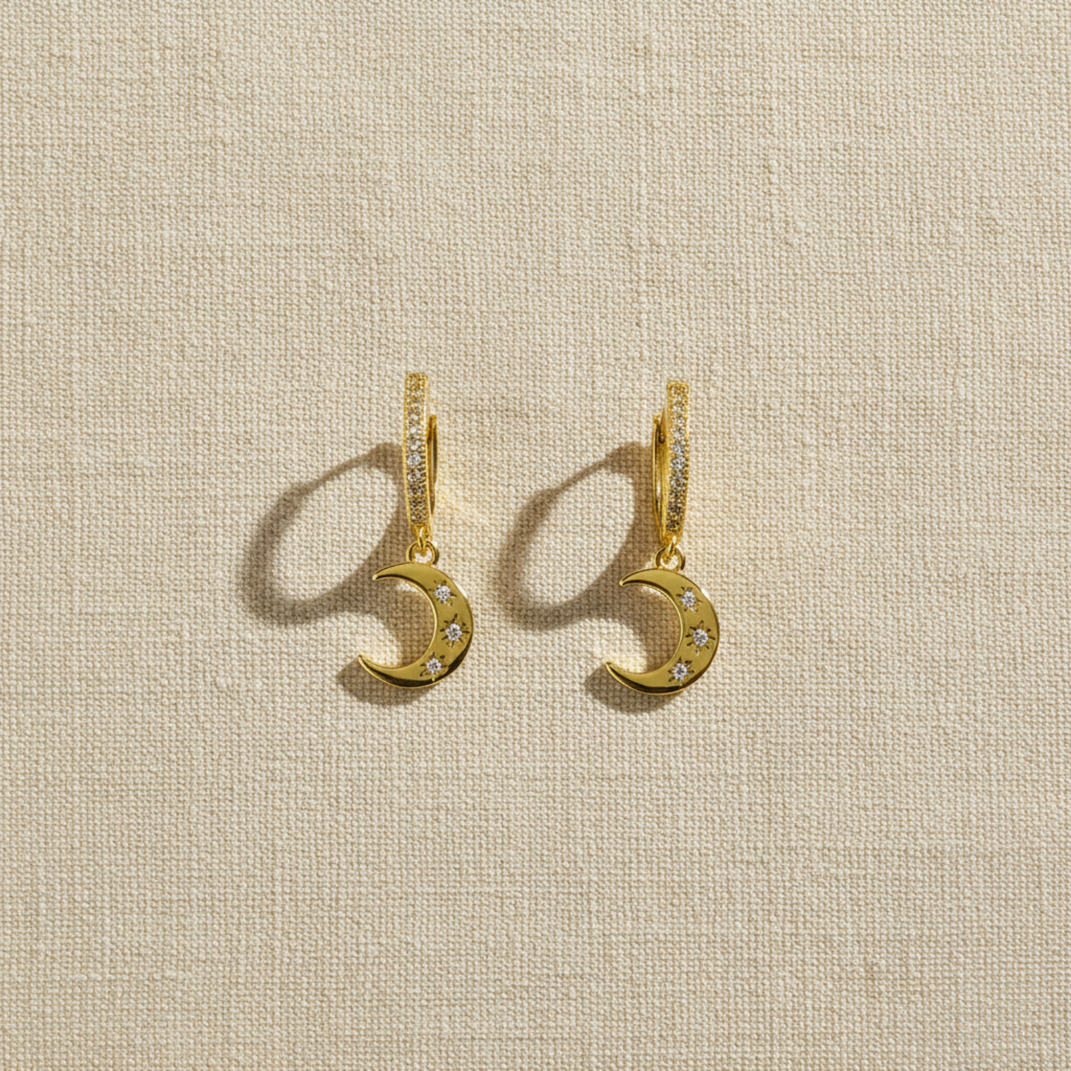 Crescent Moon Gold-Filled Hoop Earrings