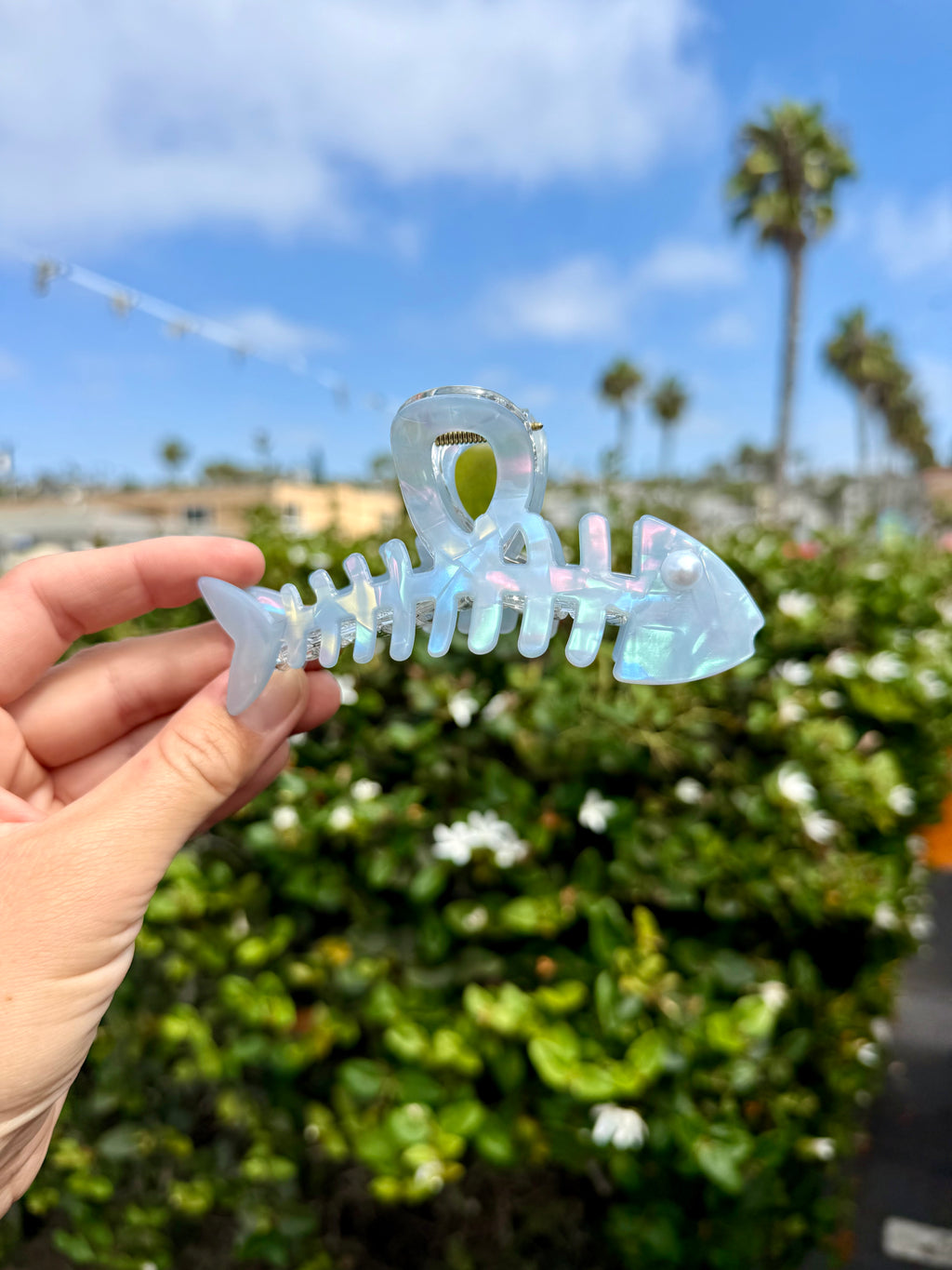 Light Blue Fish Bones Hair Claw Clip