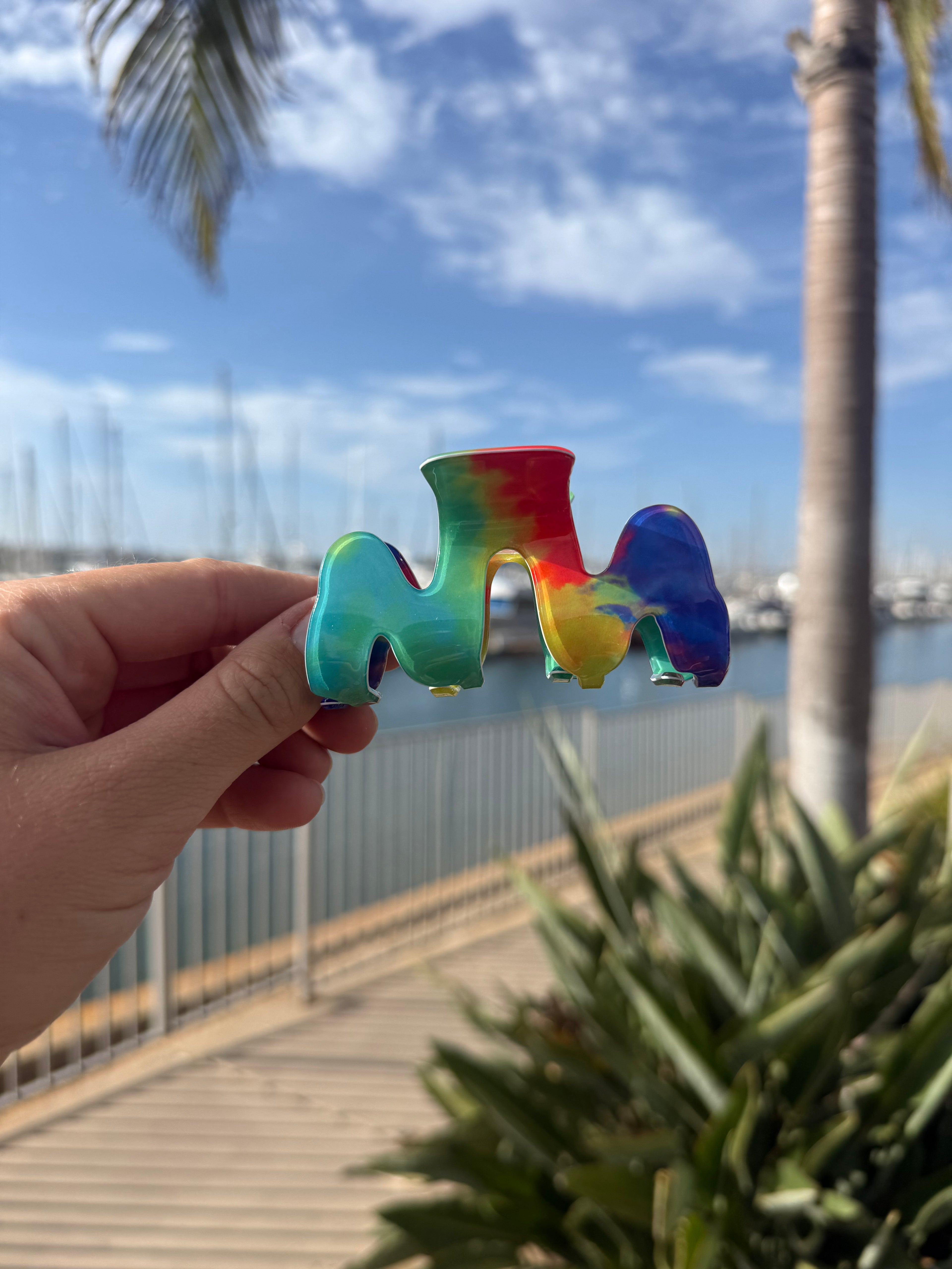 Tie-dye Rainbow Wave Hair Claw Clip