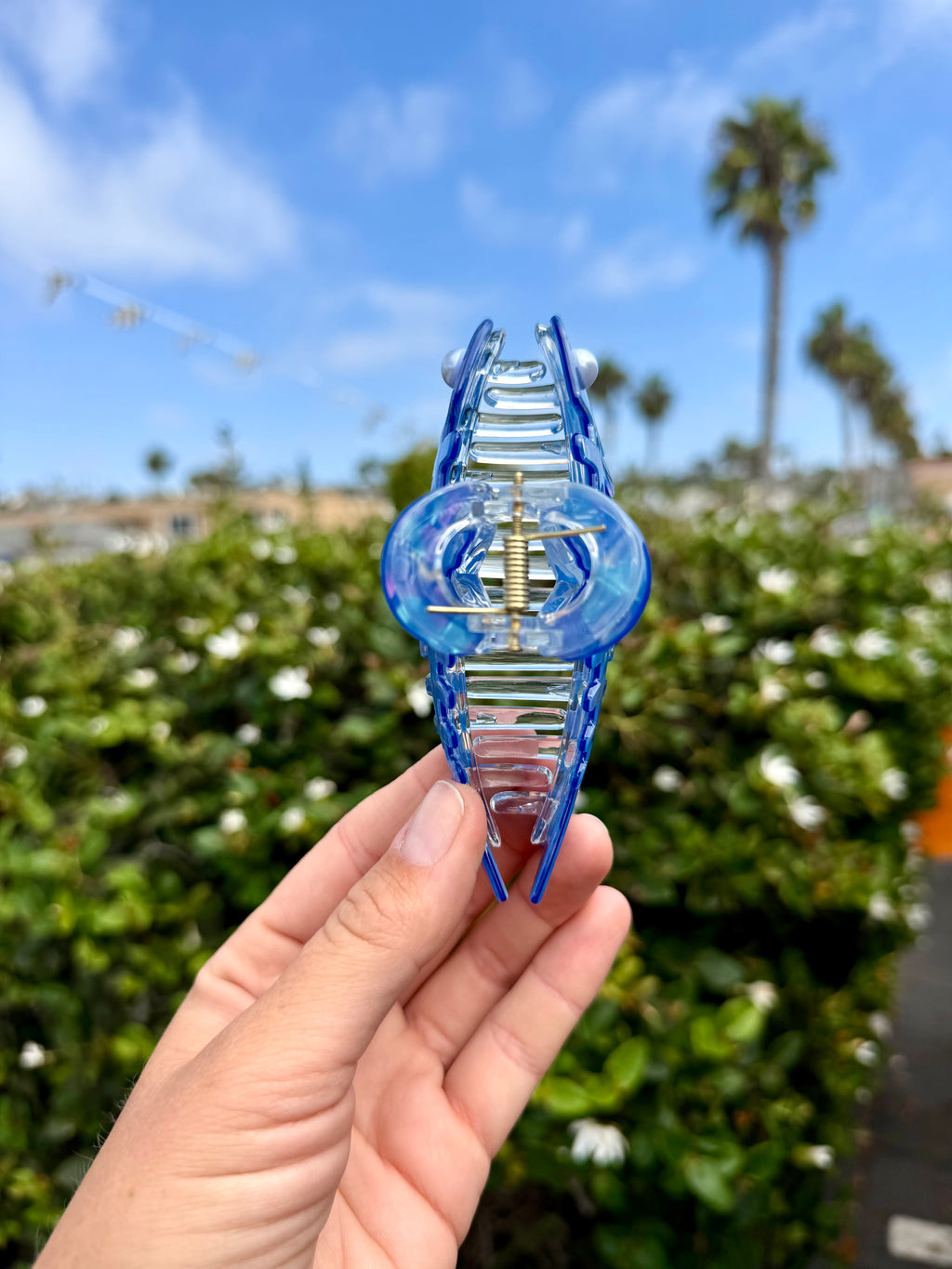 Deep Blue Fish Bones Hair Claw Clip