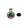 Cat in a Bottle with Flowers Enamel Pin