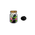 Cat in a Jar with Tropical Plants Enamel Pin
