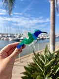 Emerald Hummingbird Hair Claw Clip