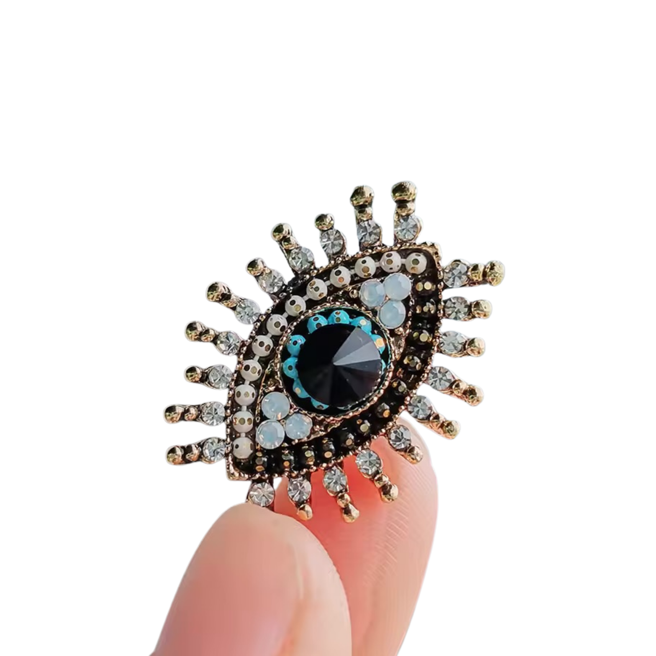 Evil Eye Brooch - Rhinestone & Crystal Pin