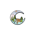 Crescent Moon Camping Scene Enamel Pin