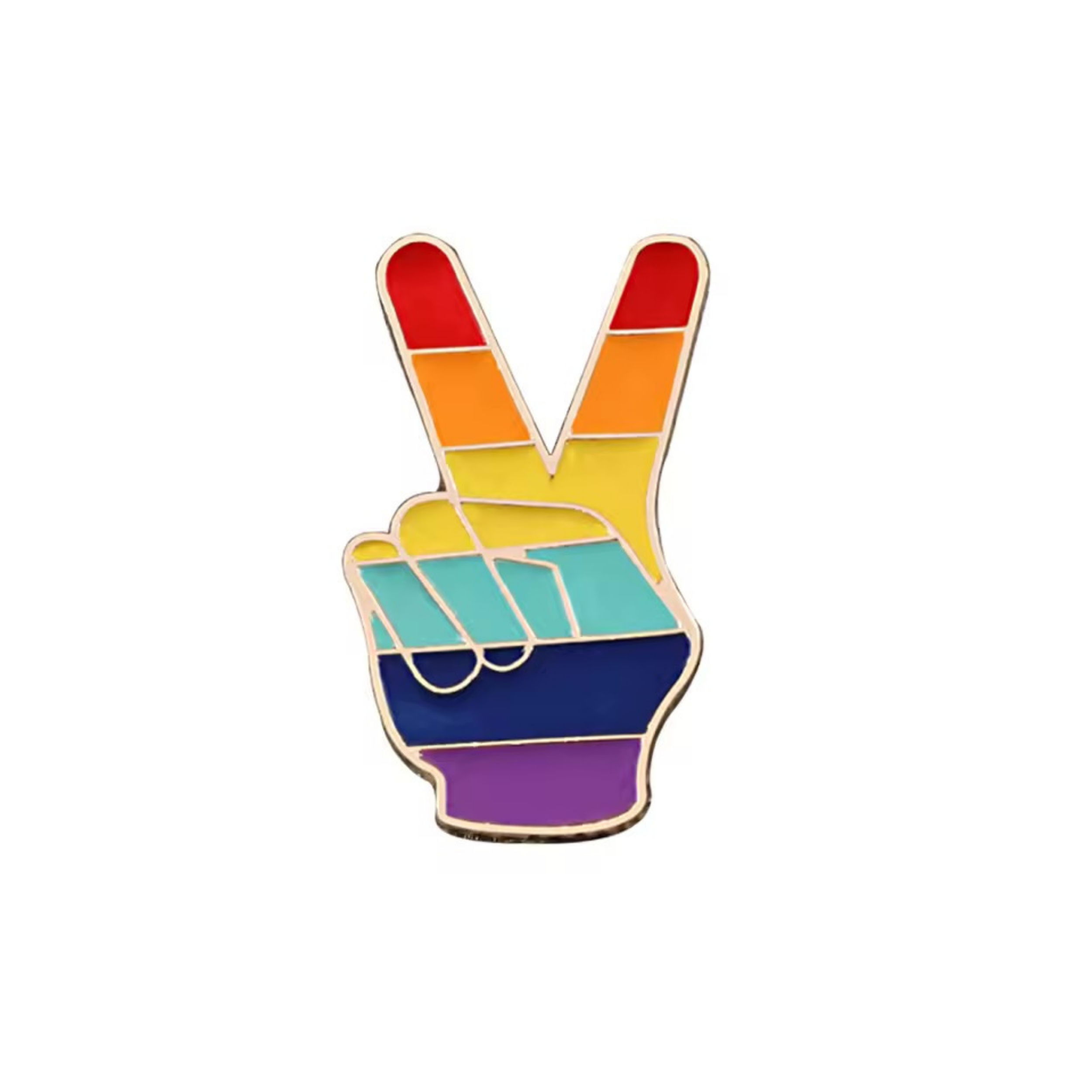 Rainbow Peace Sign Hand Enamel Pin