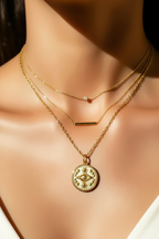 Celestial eye necklace layered look