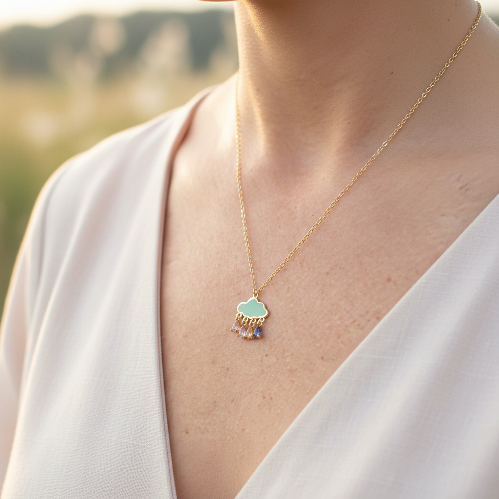 Cloud necklace lifestyle - close-up