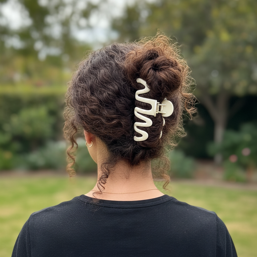 Coily hair high bun - back view