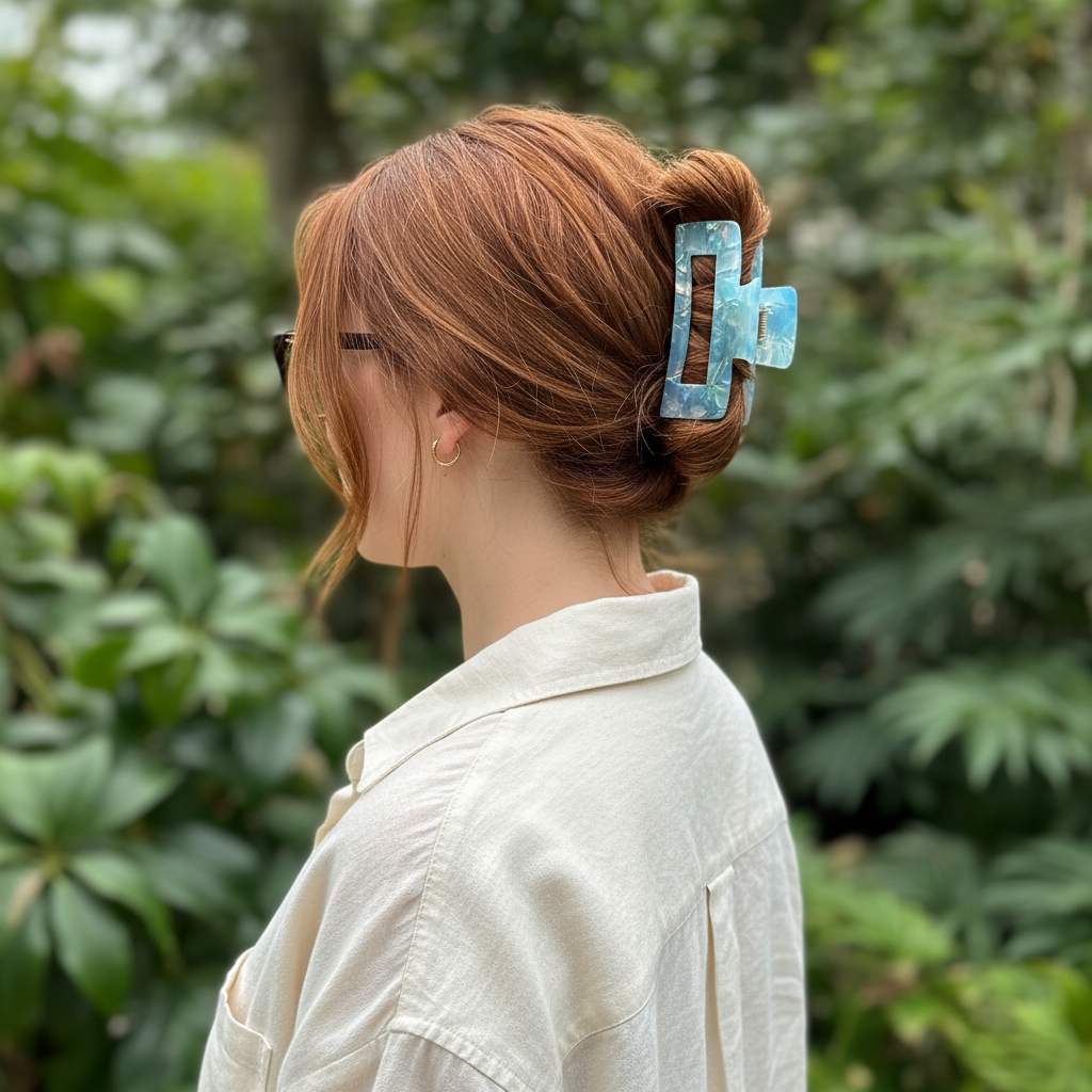 Copper red with blue claw clip