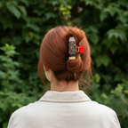 Copper red with leopard clip close up