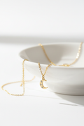 Crescent moon necklace white ceramic simple charm