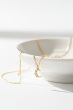 Crescent moon necklace white ceramic simple charm