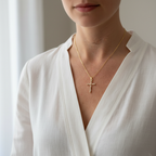 Cross necklace lifestyle - natural light