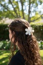 Curly hair pulled back