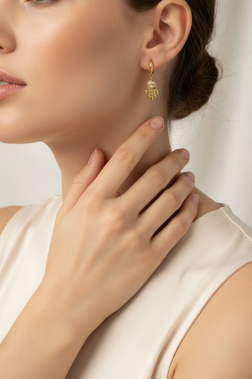 Detail shot with delicate earrings
