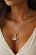 Evil eye necklace layered styling
