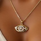 Evil eye pendant close-up detail