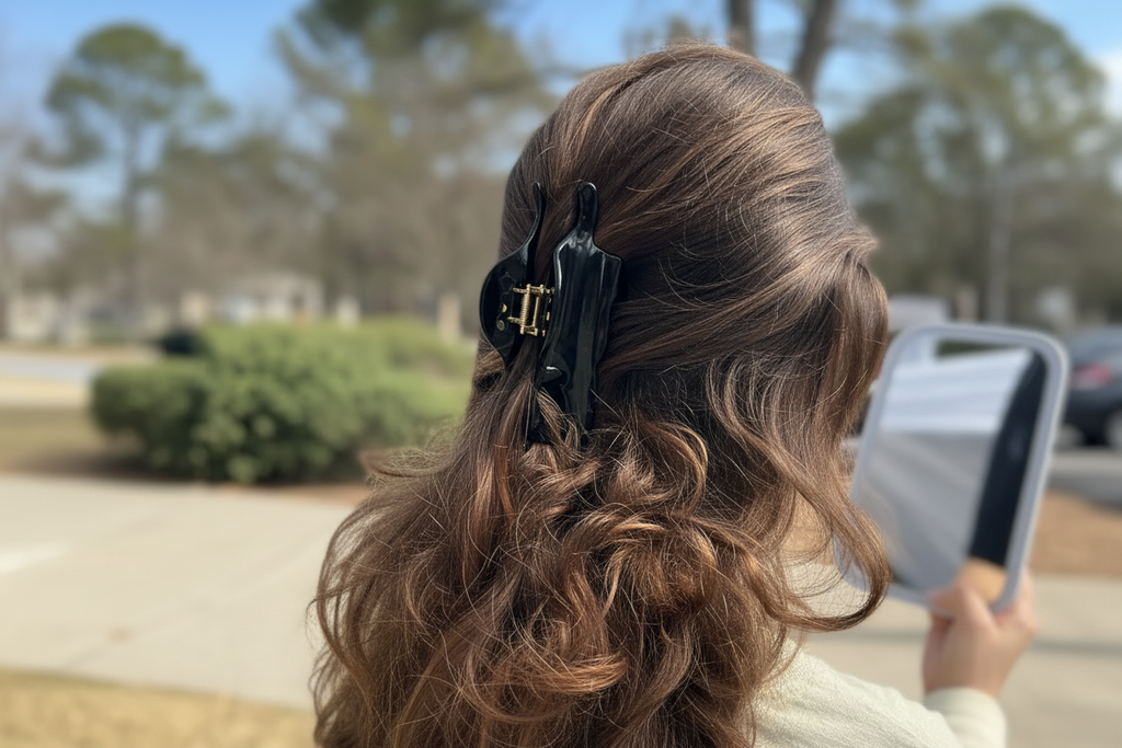 Half-up with flowing curls