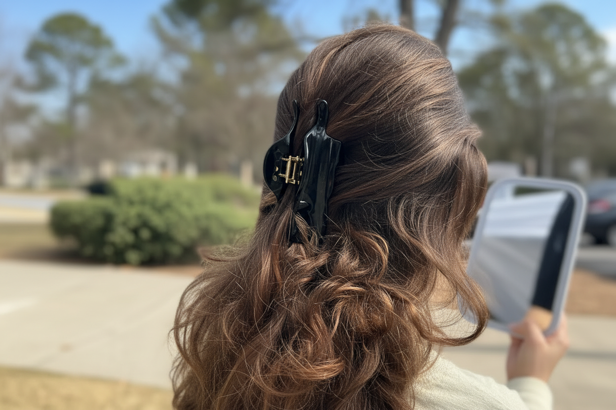 Half-up with flowing curls