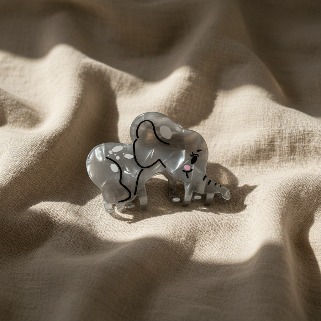 Elephant hair claw clip on natural linen
