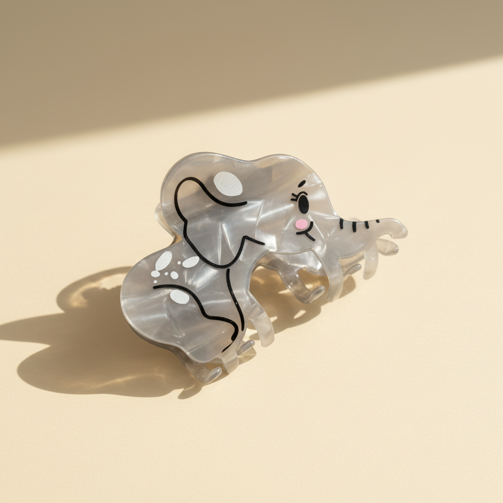 Elephant hair claw clip on warm ivory background