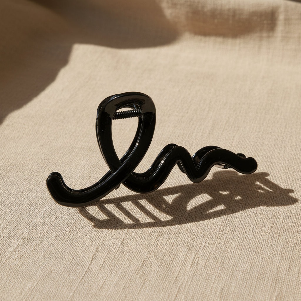 Large Black Swirl Hair Claw Clip