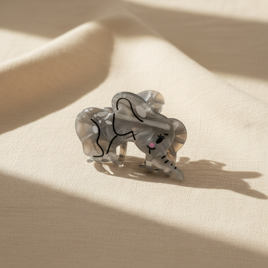 Elephant hair claw clip on cream linen