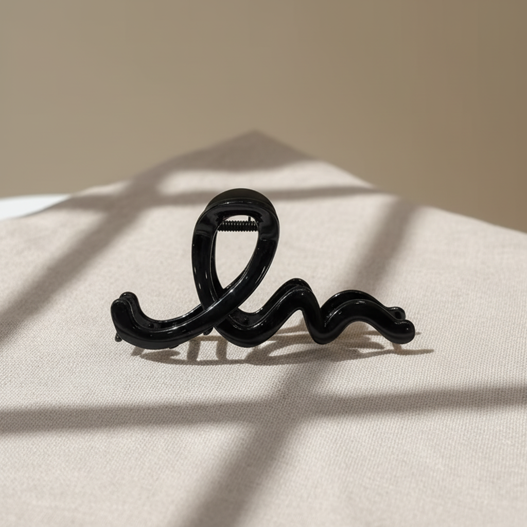 Large Black Swirl Hair Claw Clip