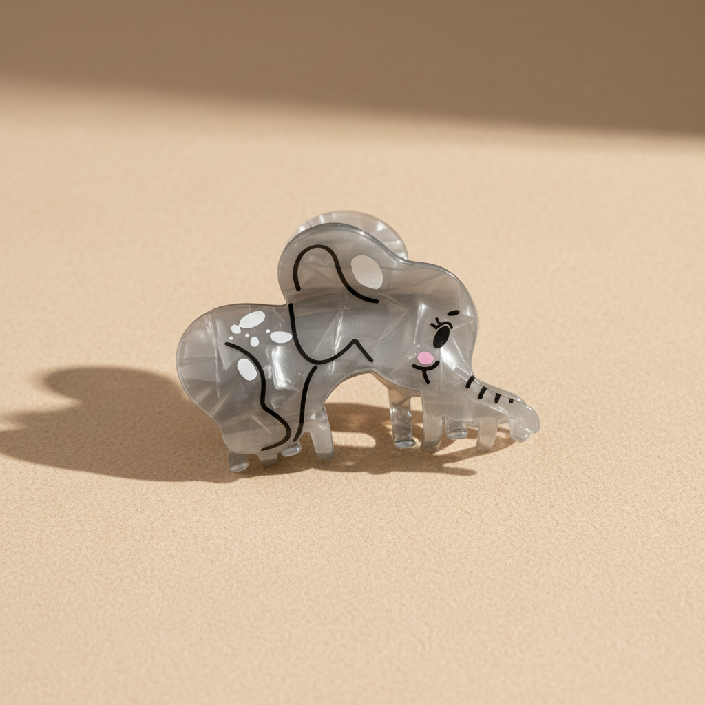 Elephant hair claw clip on warm beige surface