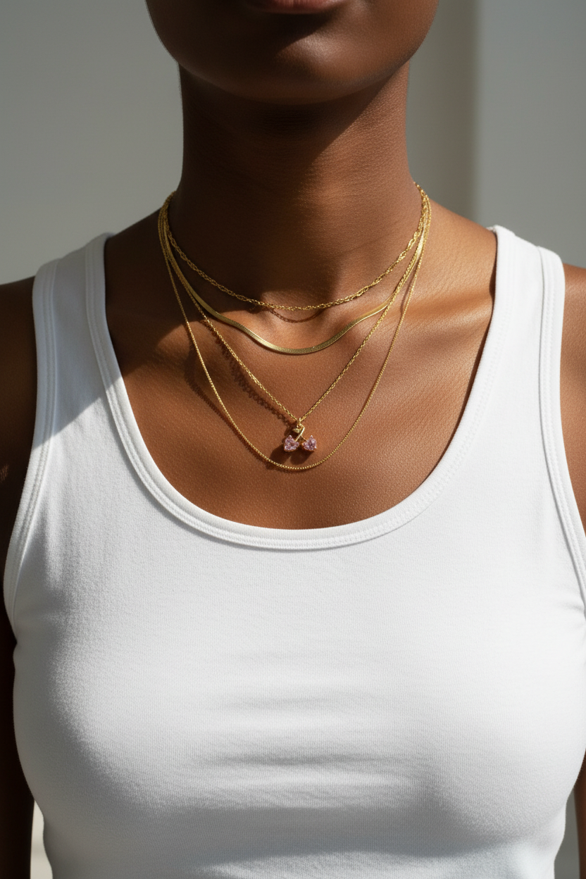Layered necklaces styling