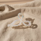 Large White Chrome Bow Claw Clip