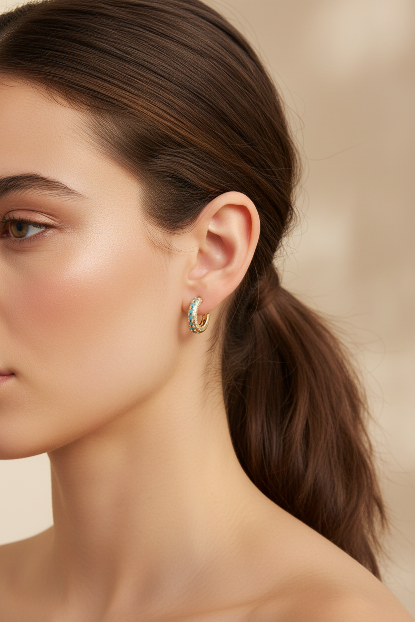 Neck and ear with ponytail