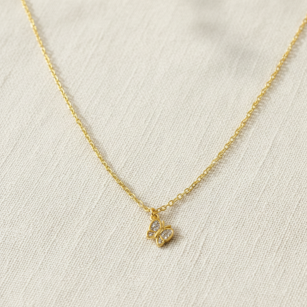 Necklace on linen fabric
