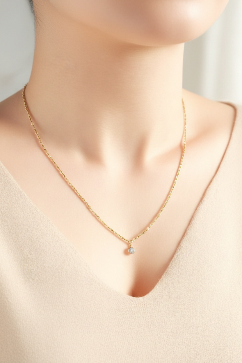 Opal necklace lifestyle close-up