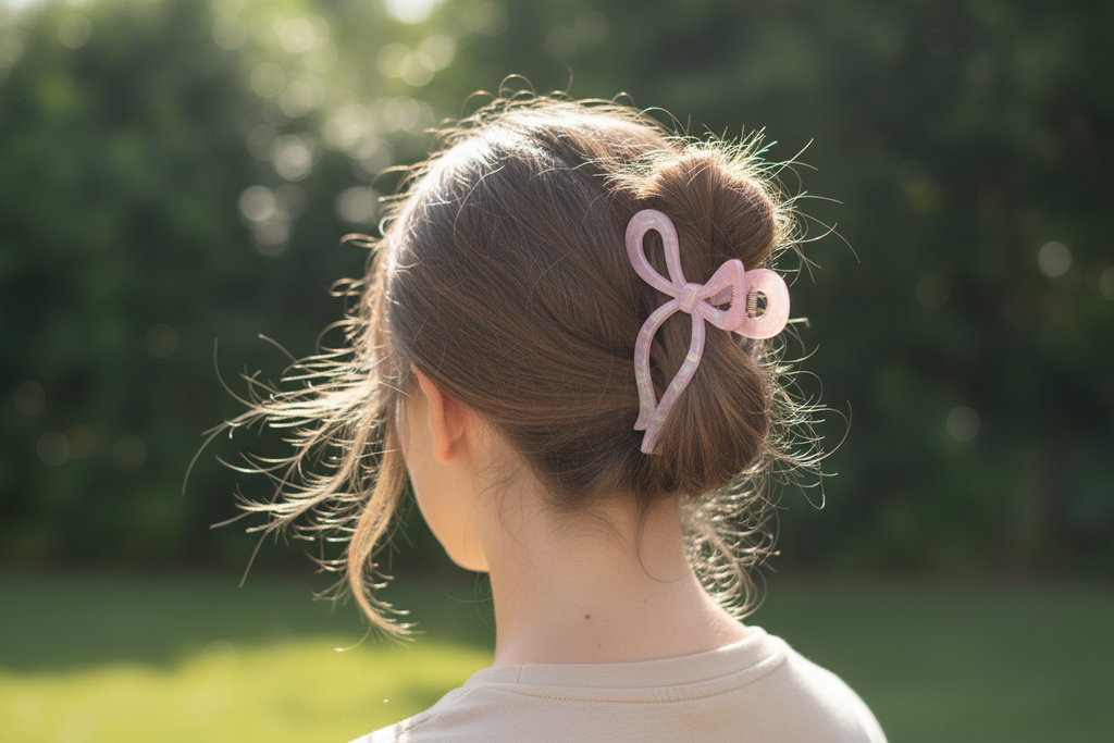 Petite bow in twisted updo