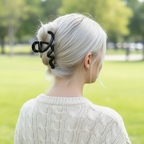 Platinum blonde with clip in cream cable knit