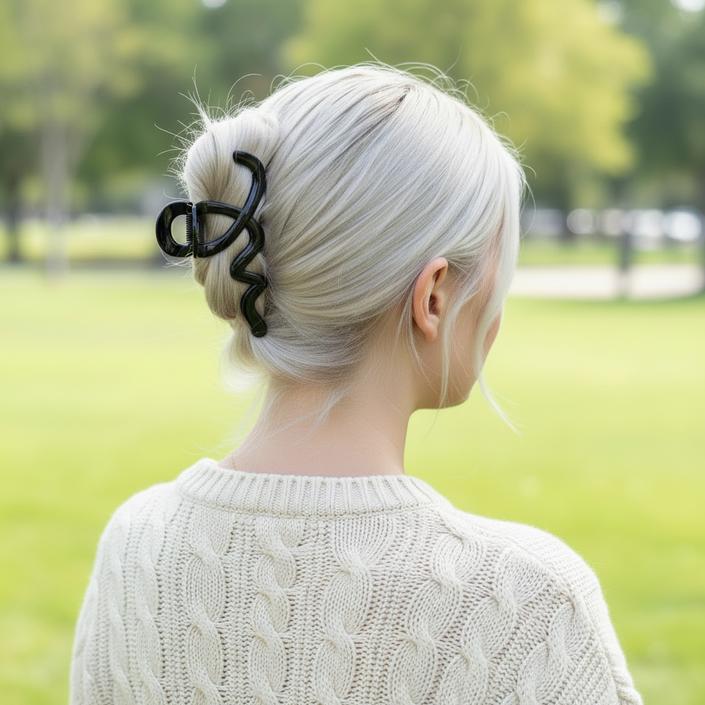 Platinum blonde with clip in cream cable knit