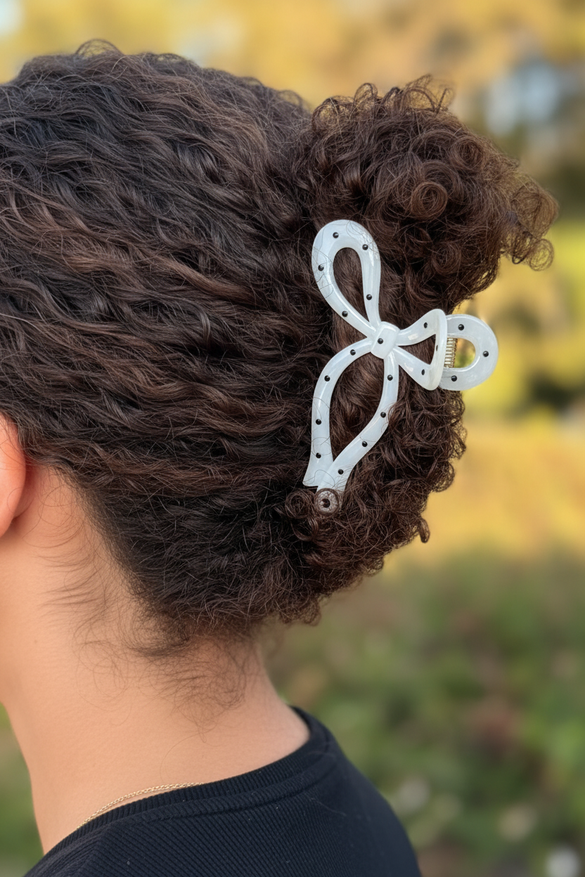 Polka dot bow - coily hair updo