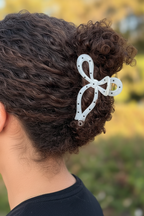 Polka dot bow - coily hair updo