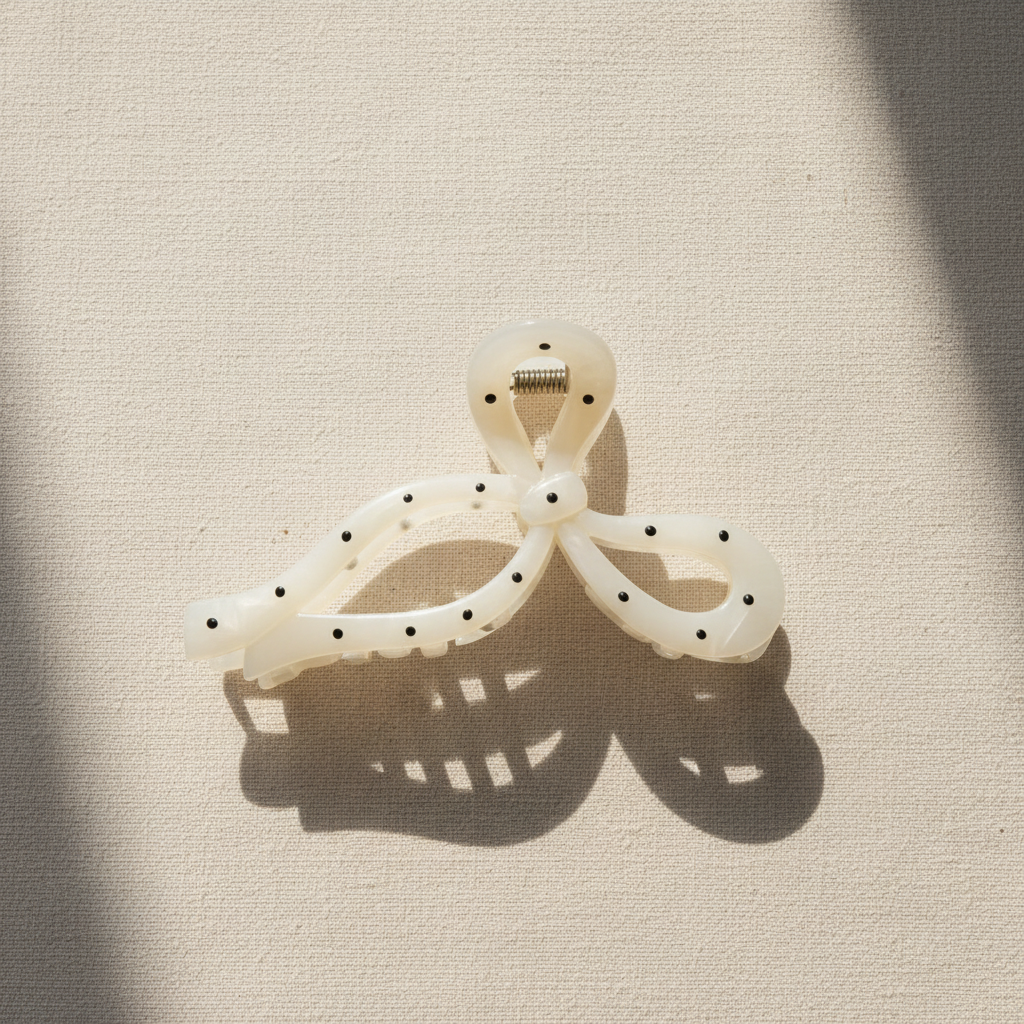 Polka dot bow flat lay 2