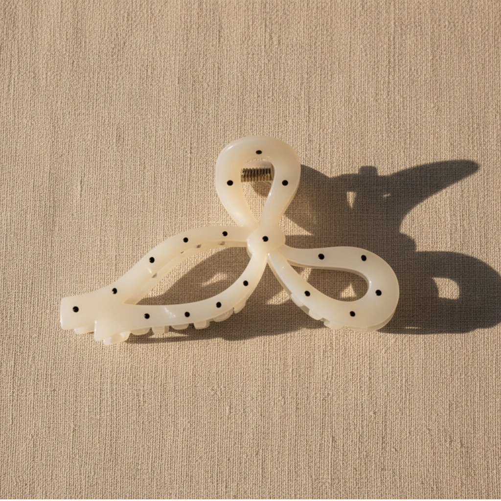 Polka dot bow flat lay 4